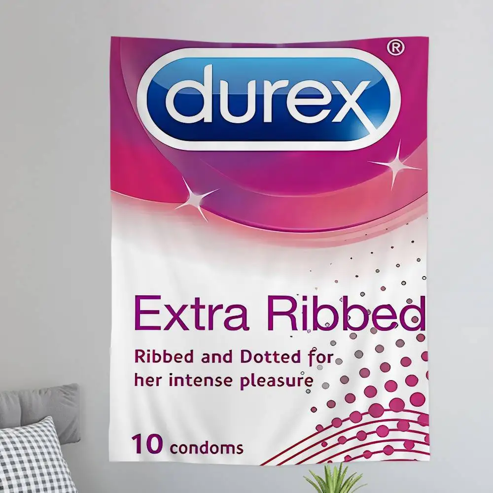 Sexy Condom Brand D-Durex Cartoon Tapestry Hippie Flower Wall Carpets Dorm Decor Art Home Decor
