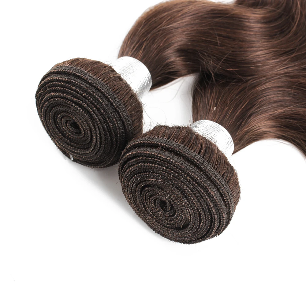 1 Bundle Black Brown Pure Colored 100% Human Hair Weave Bundles Extension 95(&plusmn;5)gram Body Wave Style Remy Indian Hair Bobbi