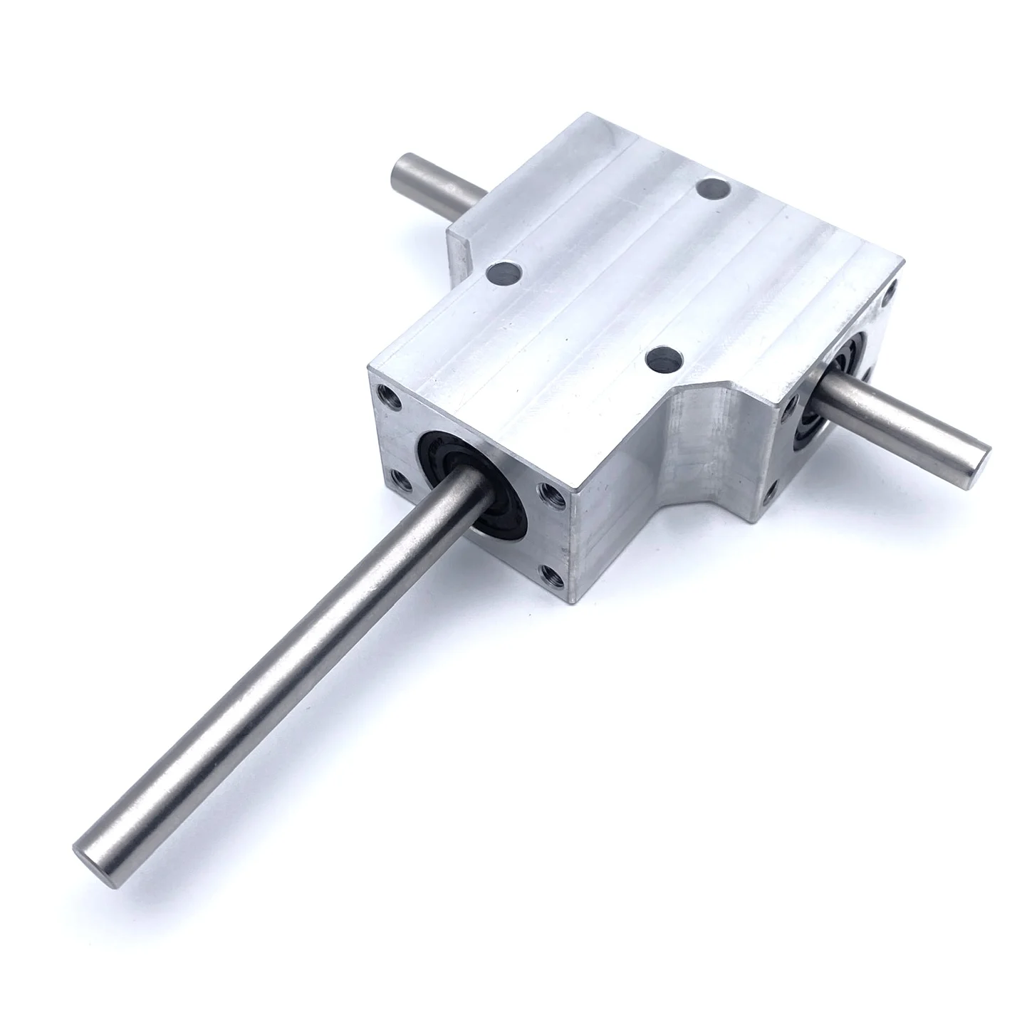 NEW Heavy-Duty Spiral Bevel Gearbox 8MM Double Output Shaft 1:1 90&deg; Angle Device Waterproof Aluminium Case