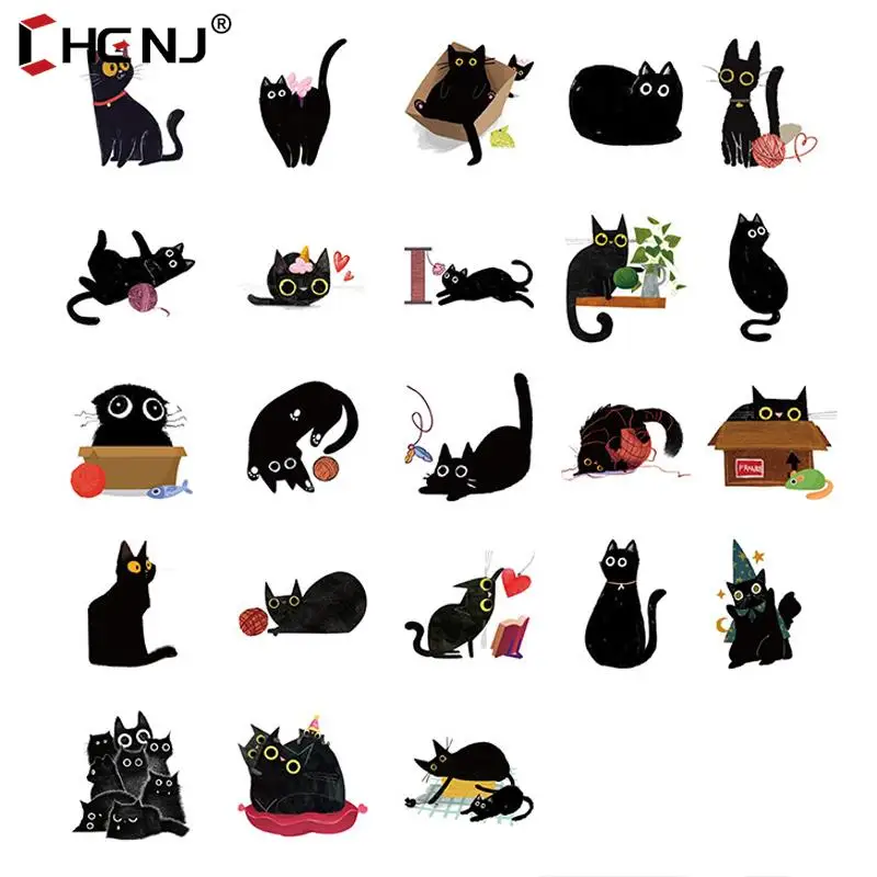 

46Sheets Scrapbook Stickers DIY Cute Black Cat Sticker Decoration For Diary Notebooks Album Gift