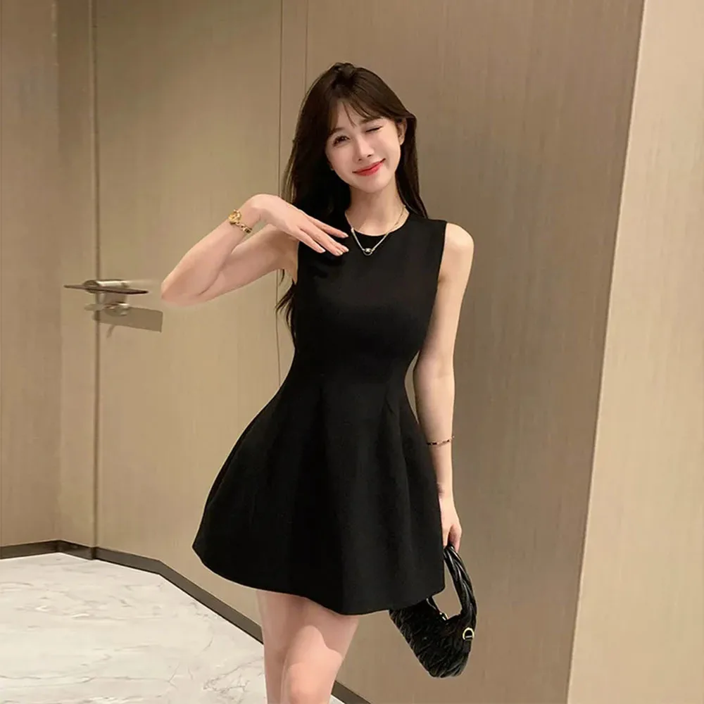 Korea Elegant Vest Dresses Intellectual Simple Sleeveless Dress Office Ladies Temperament Mini Dress Women's Clothing Summer New 4