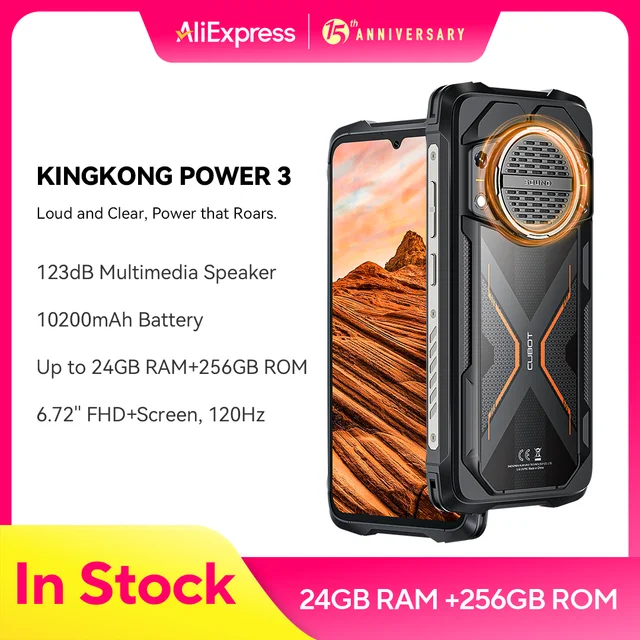 Cubot KingKong Power 3, защищенный смартфон Android 14, динамик 123 дБ, Helio G99, экран 120 Гц 6,72 дюйма, расширенная до 24 ГБ ОЗУ, 256 ГБ ПЗУ, аккумулятор 10200 мАч, камера 100 МП, NFC, 4G телефон 1