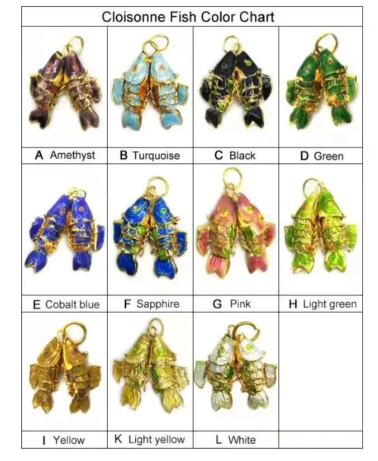 6pcs High Quality Multi Color 25x25mm Cloisonne Enamel Double Fish Pendants For Earrings & Necklace Pendant Making Findings 6