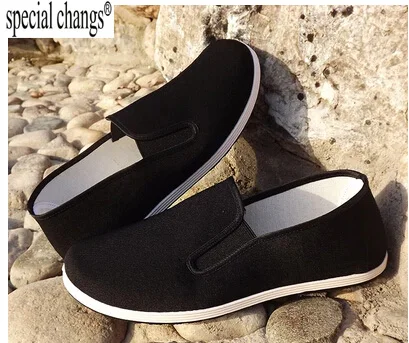 Top Quality Black Cotton Shoes Vintage Chinese Kung Fu shoes Wing Chun Tai Chi Slipper Martial Art Pure Cotton Shoes