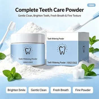 Polvere Sbiancante per Denti, Pulizia Profonda, Rimozione Macchie, Idrossiapatite, Cura dello Smalto, Alito Fresco alla Menta, Igiene Orale Delicata