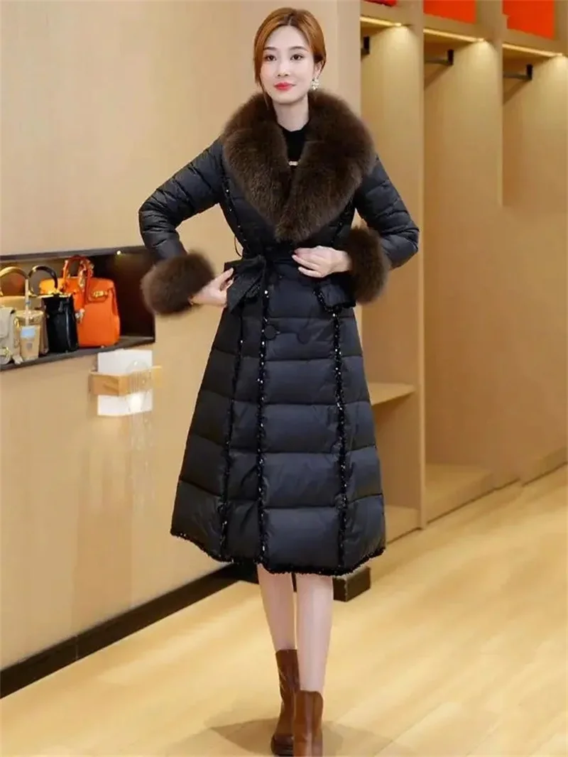 White Down Cotton Jacket Women's Medium-Length Winter Jacket