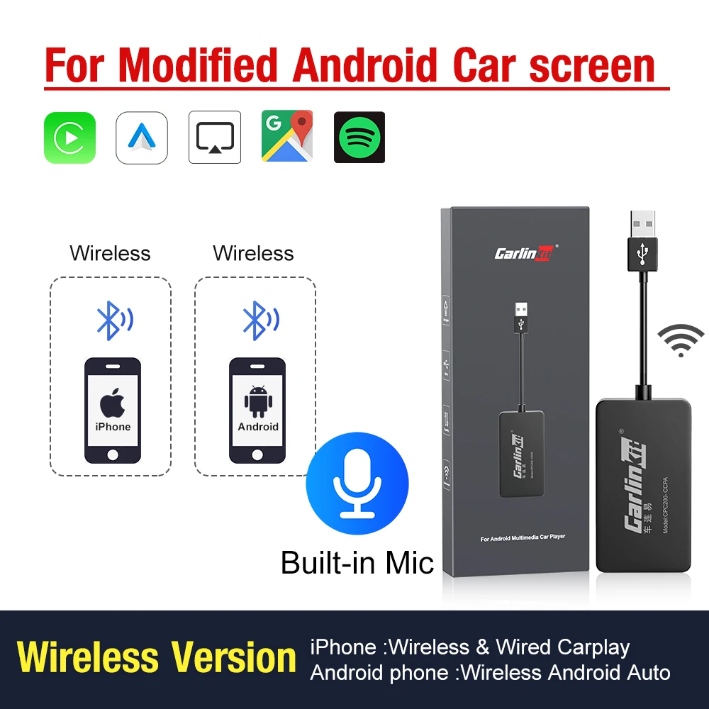 video player for car CarlinKit Car Multimedia Player Wireless CarPlay Dongle Android Auto Adapter for Android Bluetooth WIFI Receiver Car Radio car audio video player Car Multimedia Players