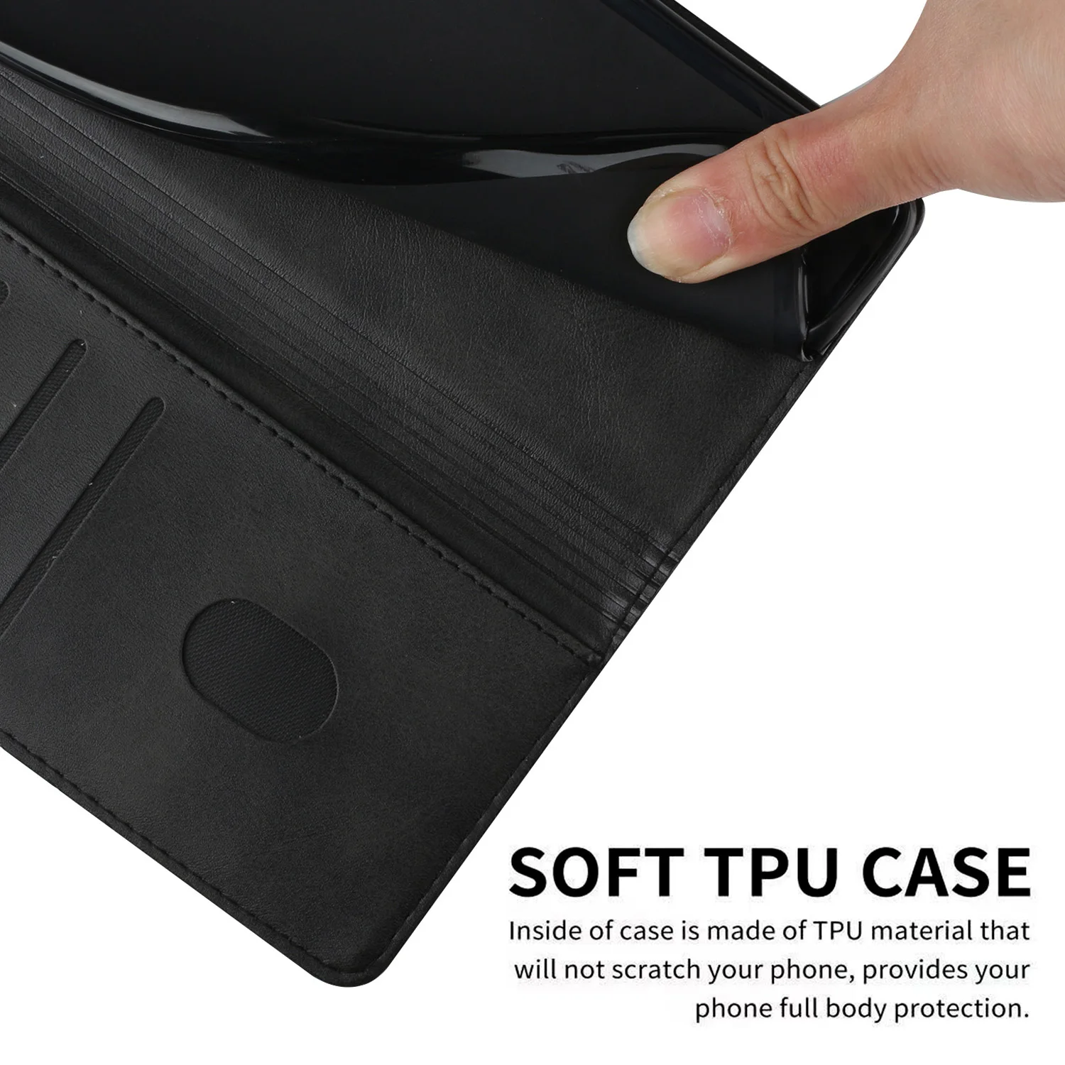 Luxury Leather Flip Phone Case with Strap - Protective Book Cover Wallet