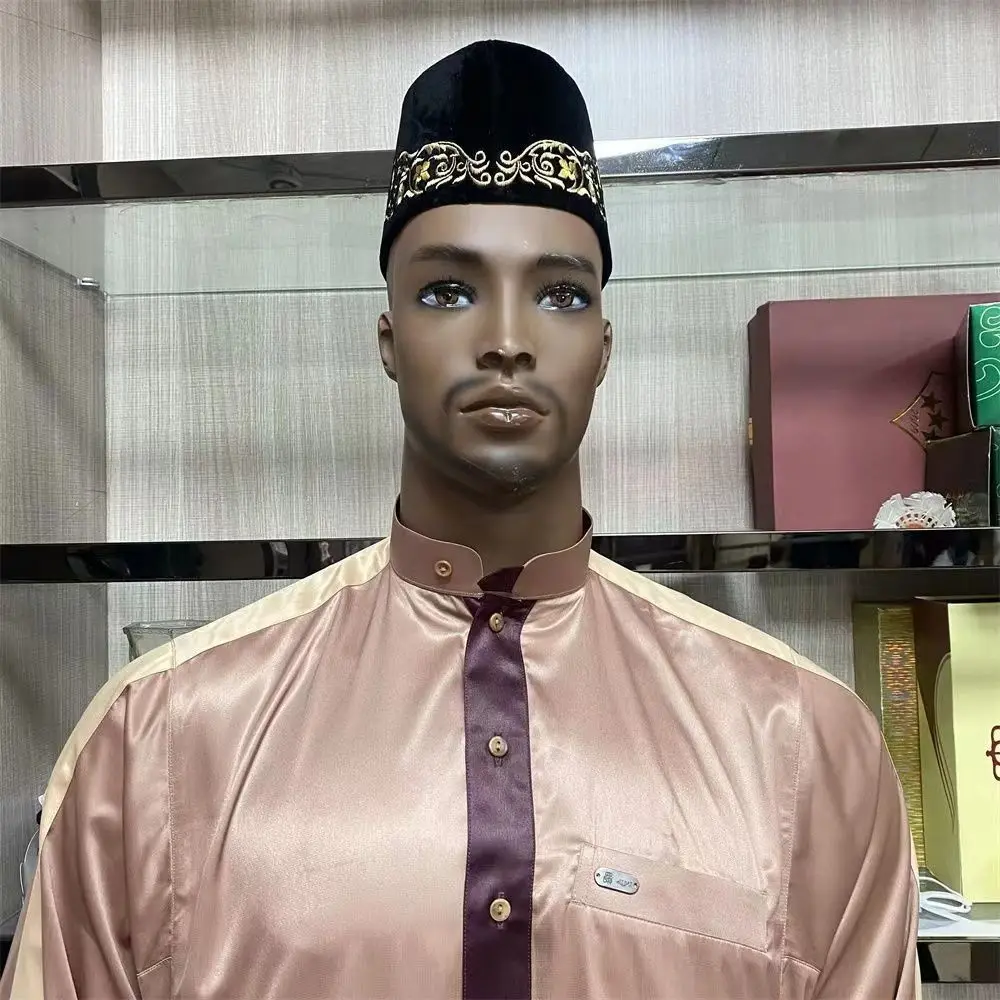 Cotton Muslim Worship Hat Fashion Embroidery Black India Caps Muslim Hat Men