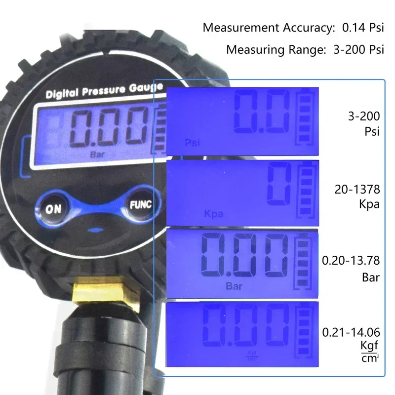 Digital Tire Tester Pressure Gauge Repair Tools LCD Display for Car Truck Vehicle Motorcycle Auto