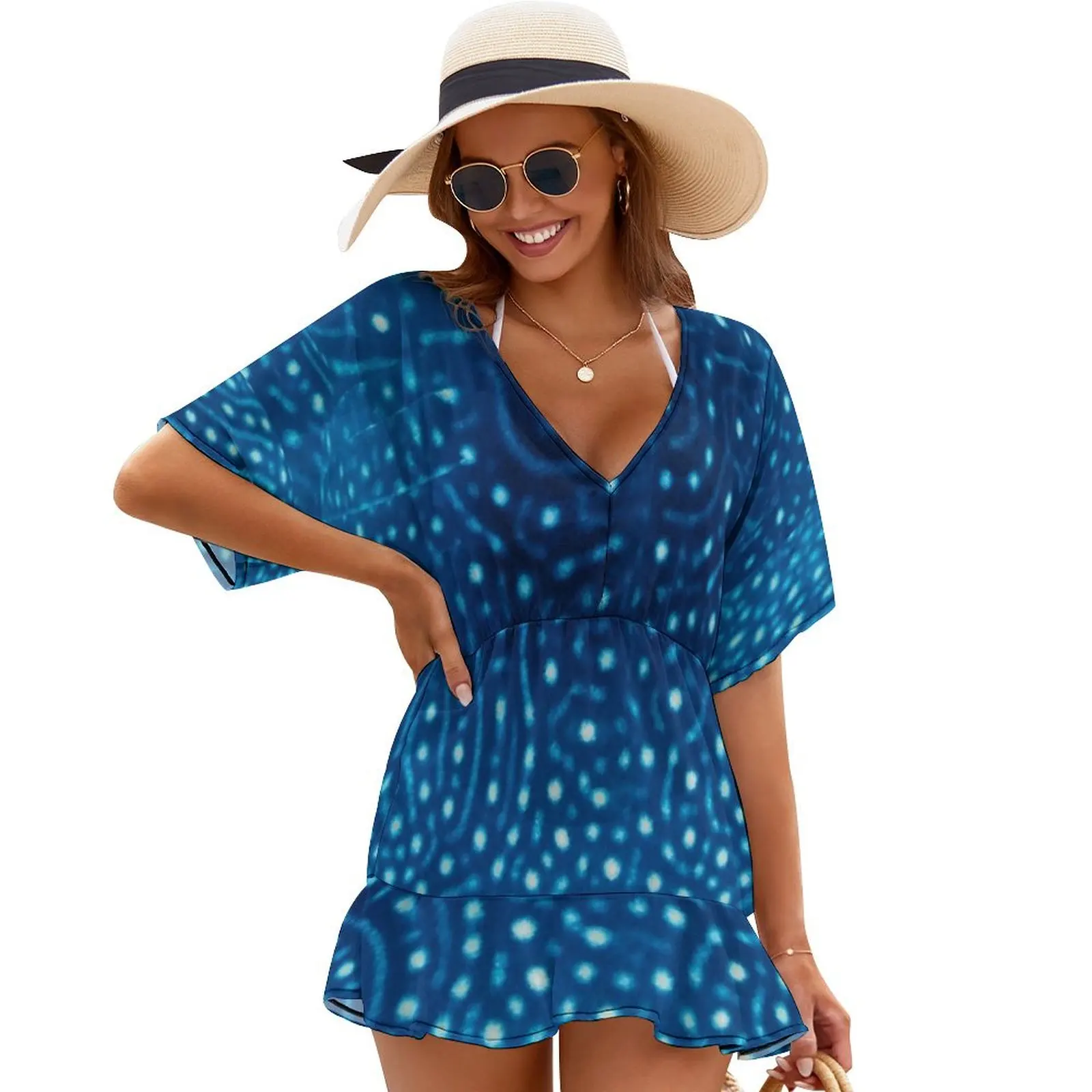 

Whale Shark Pattern Cover Ups summer dress Women's clothing