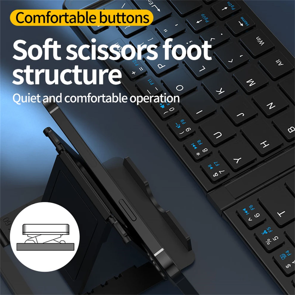 Foldable Wireless Bluetooth Keyboard and Mouse Set with Rechargeable Travel-Friendly Design