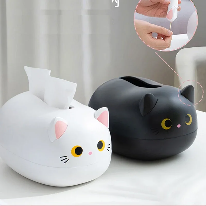 Cat Tissue Box Plastic Napkin Storage Box Container Desktop Paper Holder Nordic Style Home Bathroom Dormitory Decoration 4