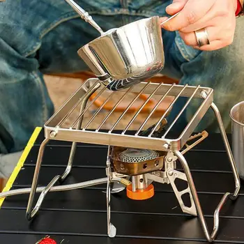 Folding Campfire Grill Stainless Steel Firepit Grill Grate Camping Grill Cooking Equipment BBQ Grill Grate Cooking Accessories 4
