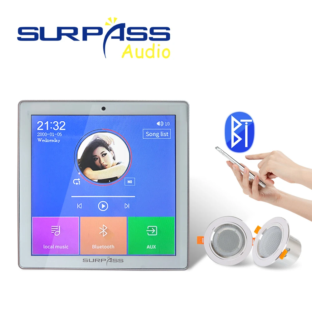2/4 Channel Bluetooth In-wall Sound Amplifier Smart Home Theater System BGM Player 10w Waterproof Bathroom Ceiling Speaker Kit