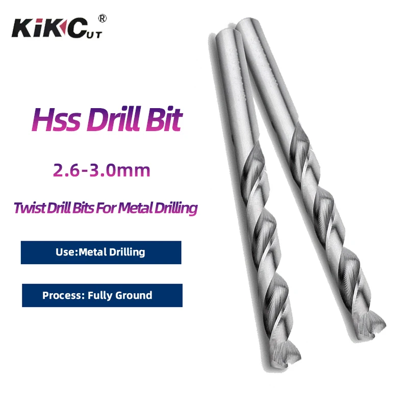 10PC 2.6-3.0mm HSS Drill Bit Set Hole Saw Cutter Twist Drill Bits For Wood Steel Metal Alloy