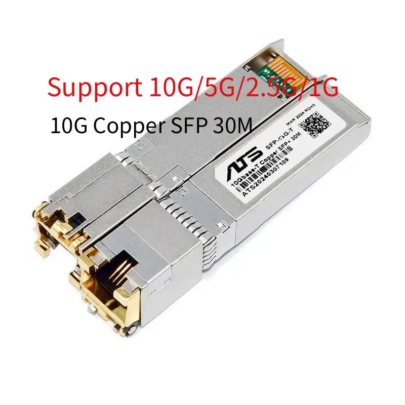 10G 2.5G SFP+10GBase-T RJ45 Copper Module 10G/5G/2.5G Compatible Mikrotik Various Switches Ethernet Transceiver 100M