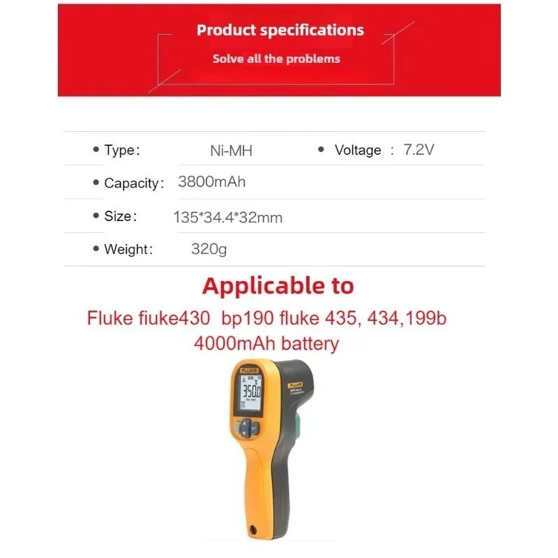 BP190 7.2V 4500mAh High Quality Ni-MH Battery for FLUKE Oscilloscope 192 430 435