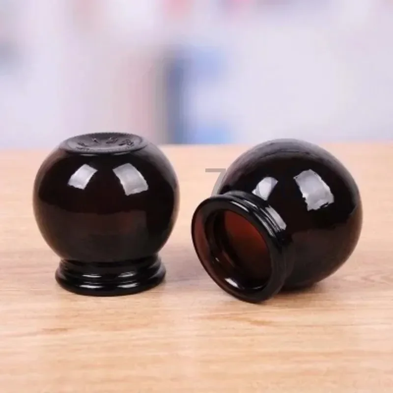 12/6/3pcs Diameter 5.5Cm Chinese Traditional Massage Cup Thick Brown Vacuum Explosion-proof Glass Cupping Weight Loss Fire Jar
