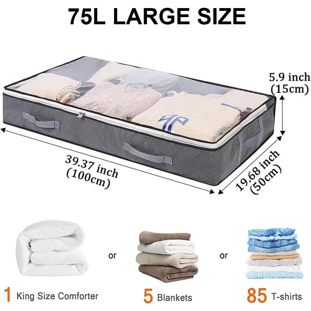 Underbed Storage Bag Foldable Quilt Clothes Storage Bag Large Capacity Dustproof Toys Bags Moisture Dust Proof Proof Organizer 6