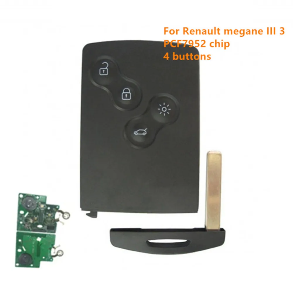 1szt 4-przyciskowy zdalny klucz karty bezkluczykowy inteligentny klucz 433mhz PCF7952 chip 7952 dla renault megane 3 Megane III z naklejką lub bez