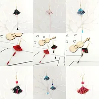 Vintage Japanese Style Origami Earrings for Women Hand Made Long Tassel Crystal Paper Fan Shaped Earring Jewelry Ethnic Gifts 1