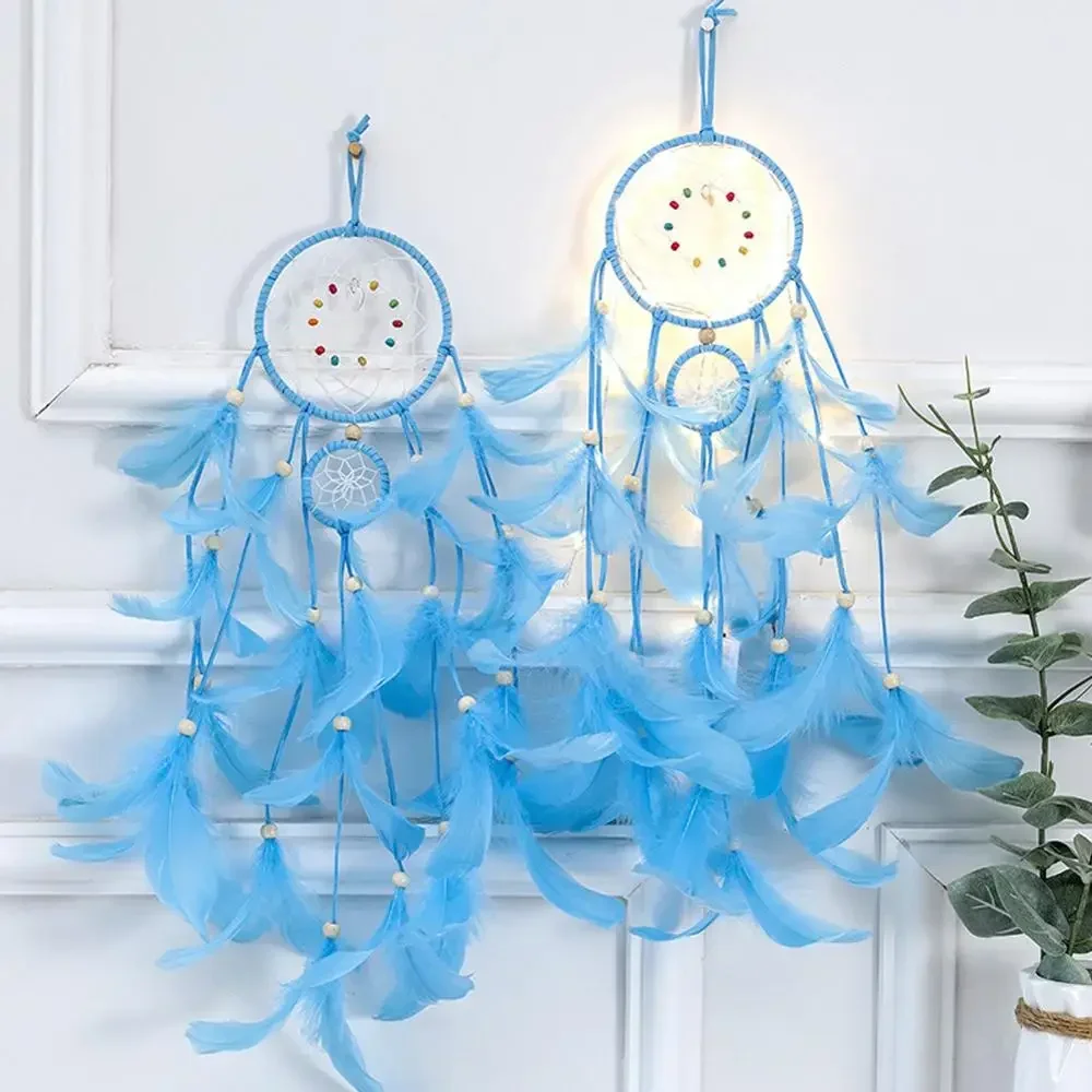 Dream Catcher Wall Decoration Hot Dreamcatcher Feather Pendant LED Lamp Flying Wind Chimes Handmade Gift