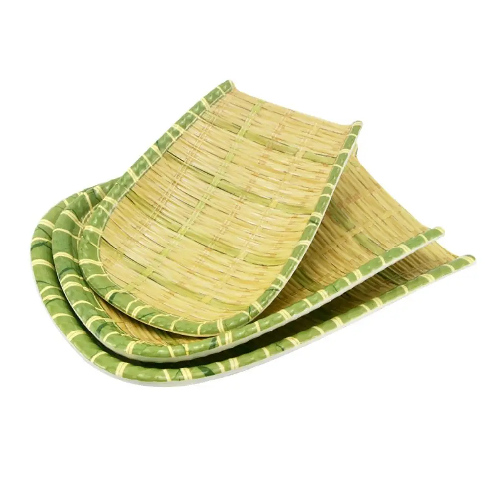 Thickened Melamine Barbecue Plate Imitation Rattan Woven Plate Creative Cutlery Restaurant Hot Pot Vegetable