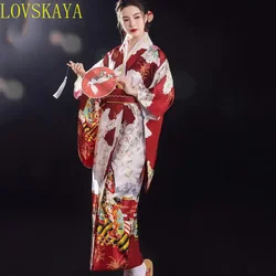 Traditional Japanese Kimono with Printed Floral Dress, Women's Clothing, Geisha, Hiroshi Japanese Kimono Set