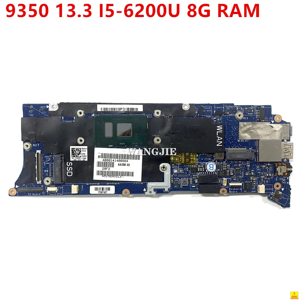 9350 13.3 polegada Laptop Motherboard CN-076F9T 076F9T