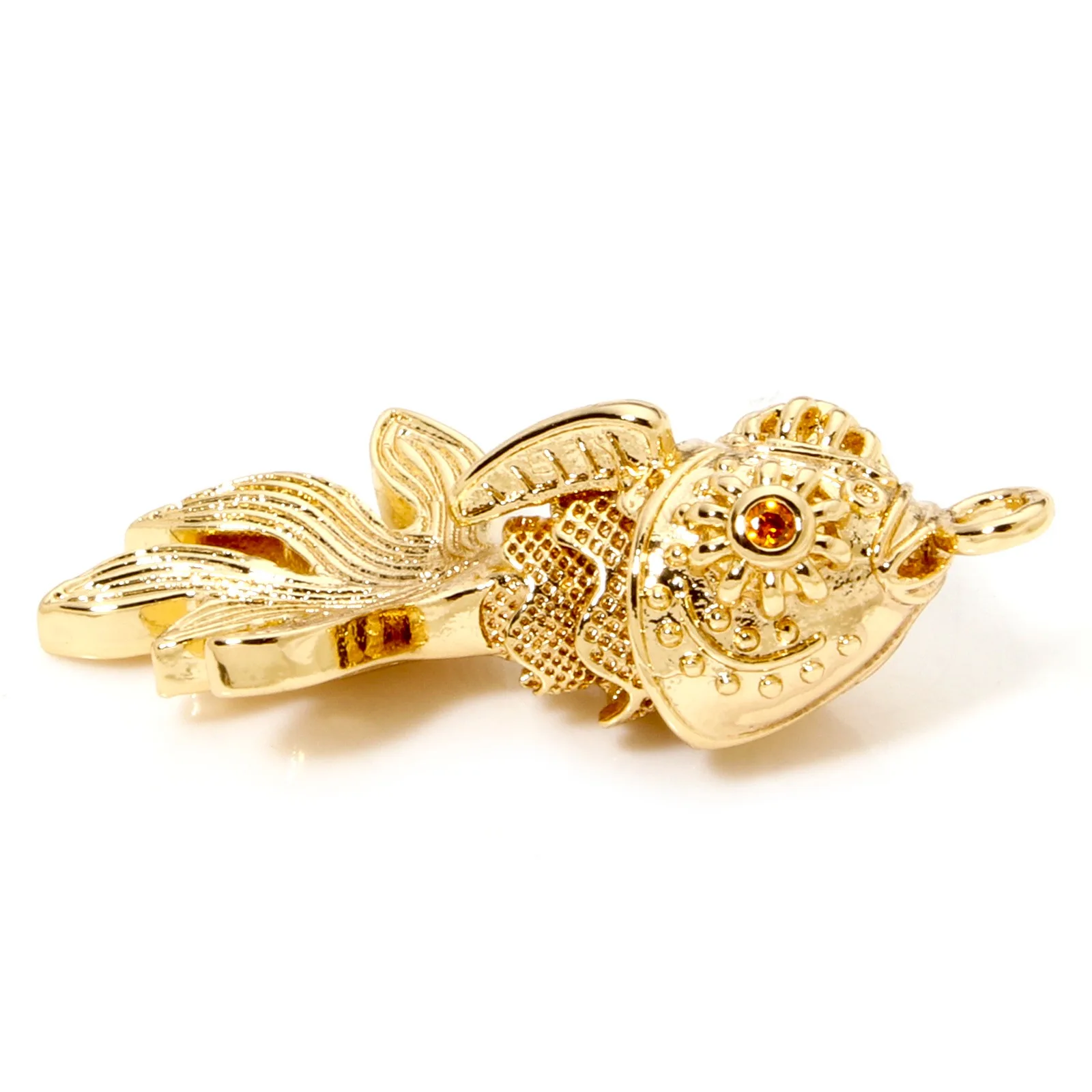 1pc Messing Schmuck Charms Gold Farbe Ozean Goldfisch bewegliche Orange Zirkonia 3d Anhänger DIY Halskette für Frauen Schmuck Geschenk – Detail 3