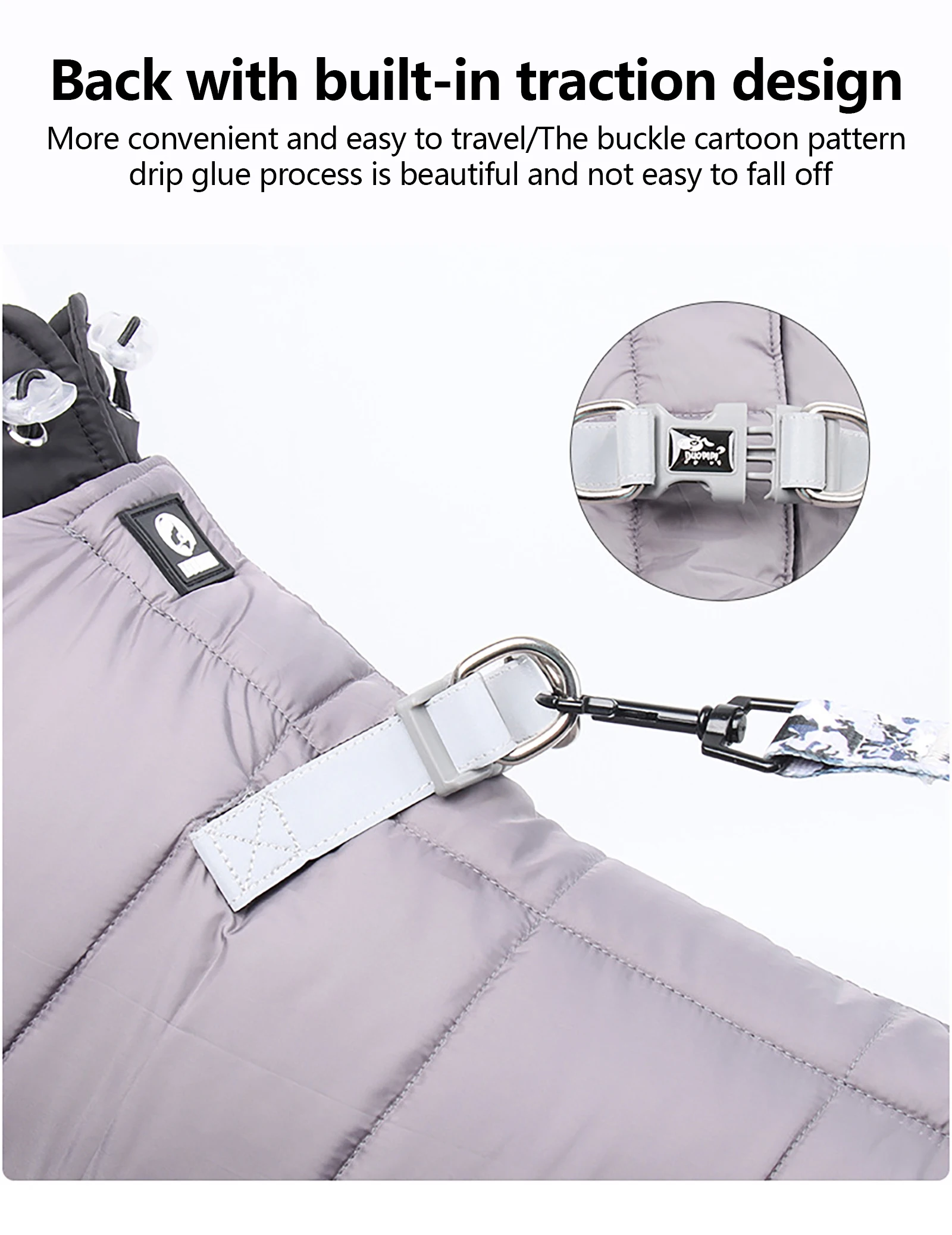 Soft crystal velvet lining for maximum dog comfort in winter.