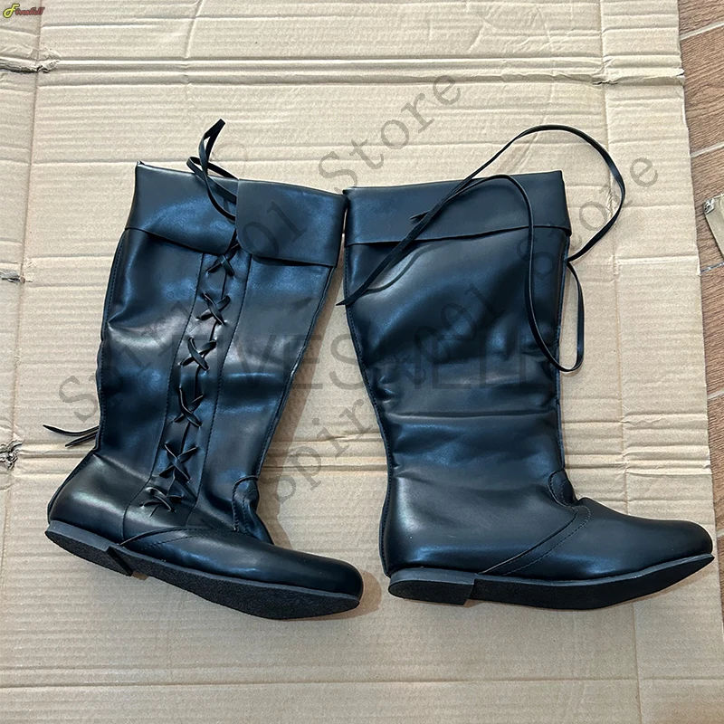 Cosplay Shoes Medieval Leather Men Boots Halloween Carnival Knight Pirate Gothic Punk Shoes
