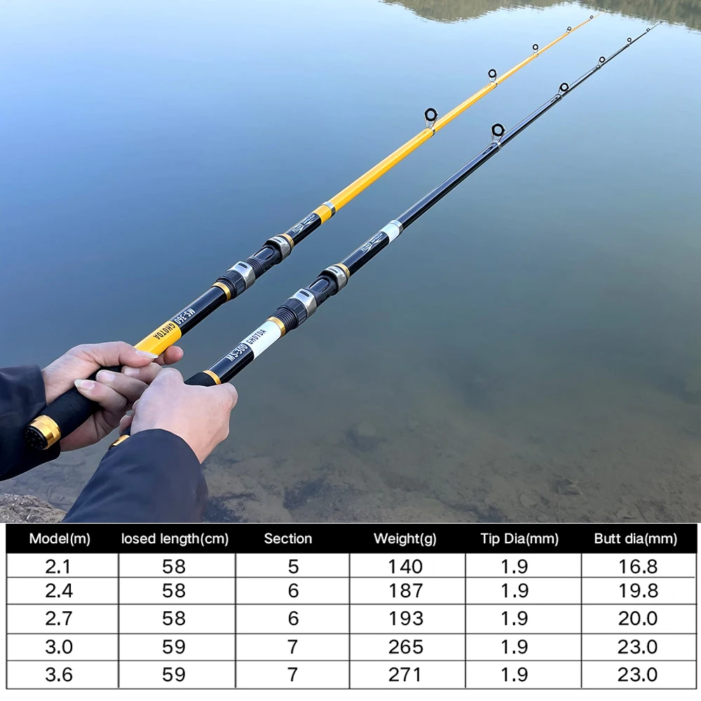 Ghotda Super Strong 2.1m, 2.4m, 2.7m, 3.0m, 3.6m Sea Fishing Rod With  Smooth Ceramic Guide Ring