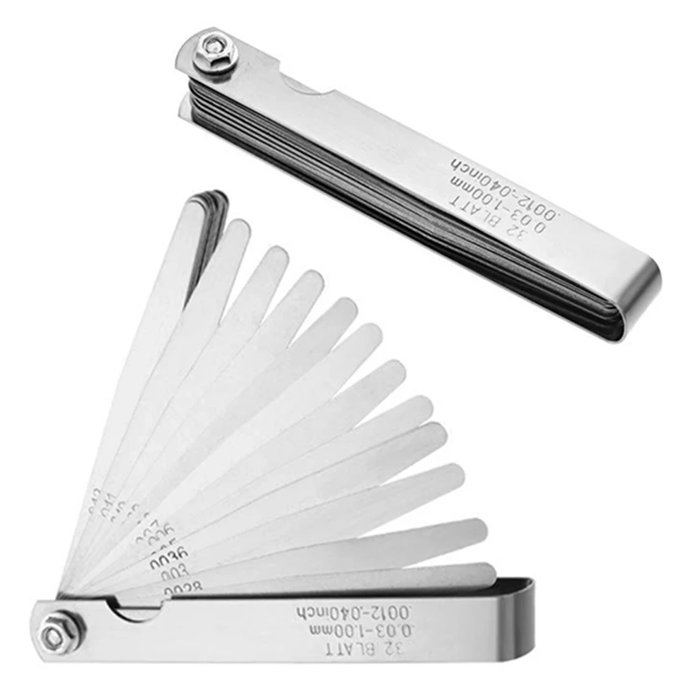 32-blade Feeler Gauge Portable Stainless Steel Imperial And Metric Gap Measuring Tool 0.03-1mm Valve Motorcycle Measurement