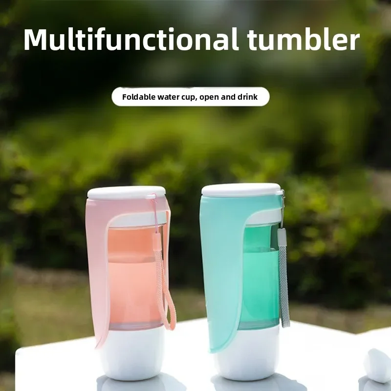 Hot selling segmented design pet companion cup foldable pet water bottle leak proof suitable for both outdoor and home use