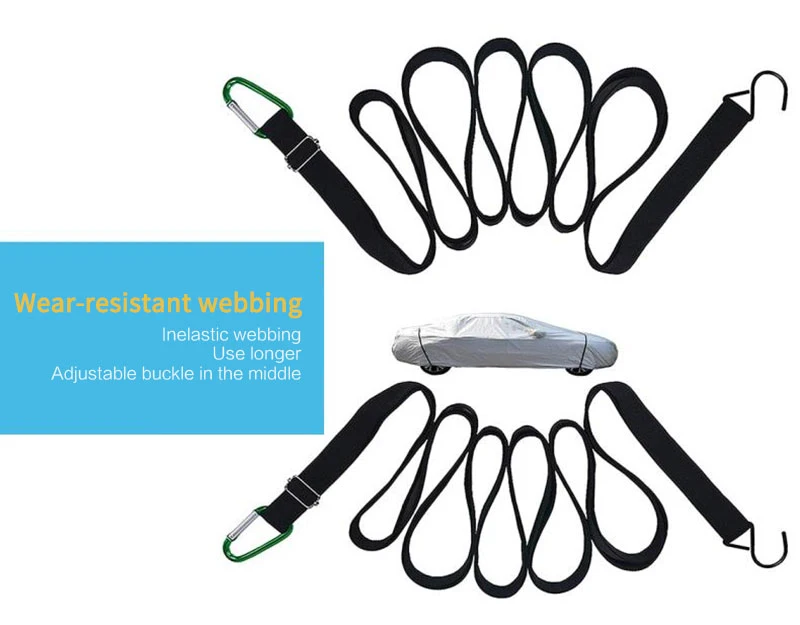 New 2PCS 4.4m Car Covers Fixed Rope Strap Car Clothing Fixing Rope Cover Windproof Belt Luggage Bag Cargo Lashing Strap