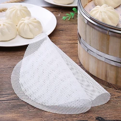 New Reusable Kitchen Silicone Steamer Mesh Non-stick Pad Round Shape Dumplings Mat Steam Buns Baking Pastry Dim Sum Mesh Tool