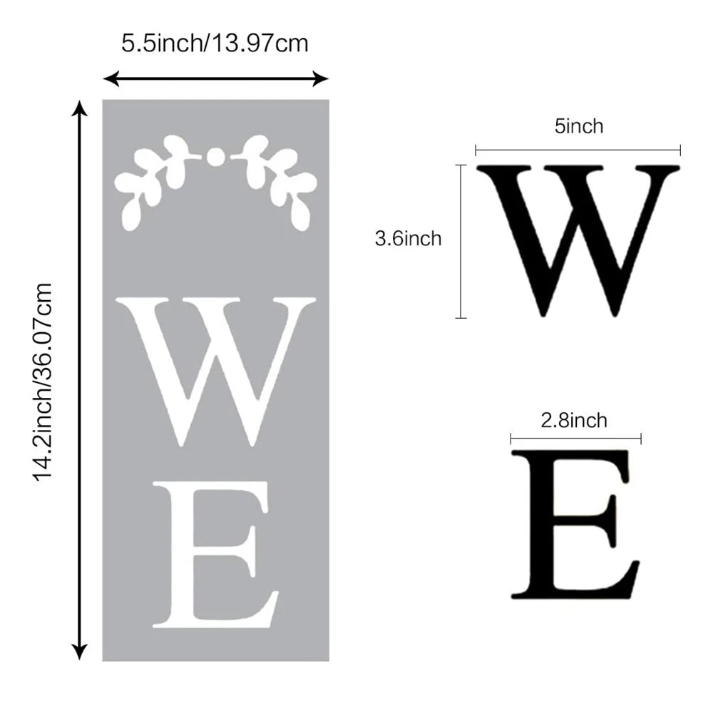 Welcome Sign Stencil, Large Letter Stencils for Painting on Wood Reusable Porch Sign and Front Door Vertical Decorating