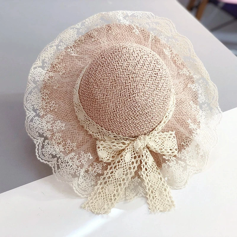 

Women Lace Sun Hats For Wide Brim Straw Beach Side Cap Floppy Female Straw Hat Lace Solid Fringe Straw Hat Summer Hat Chapeu