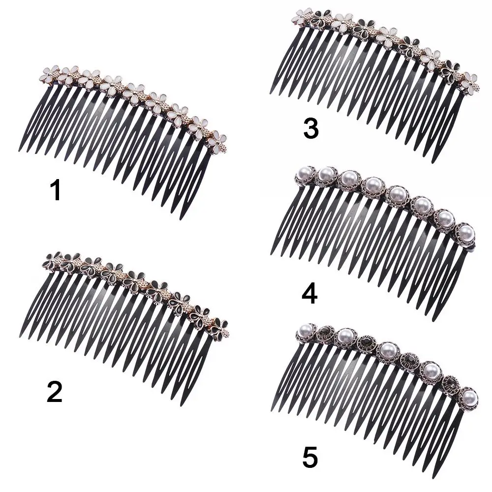 20 Teeth Women's Fashion Headwear Hairband Hair Clip Inserted Hair Comb Rhinestone Buttons Bangs Hairpins