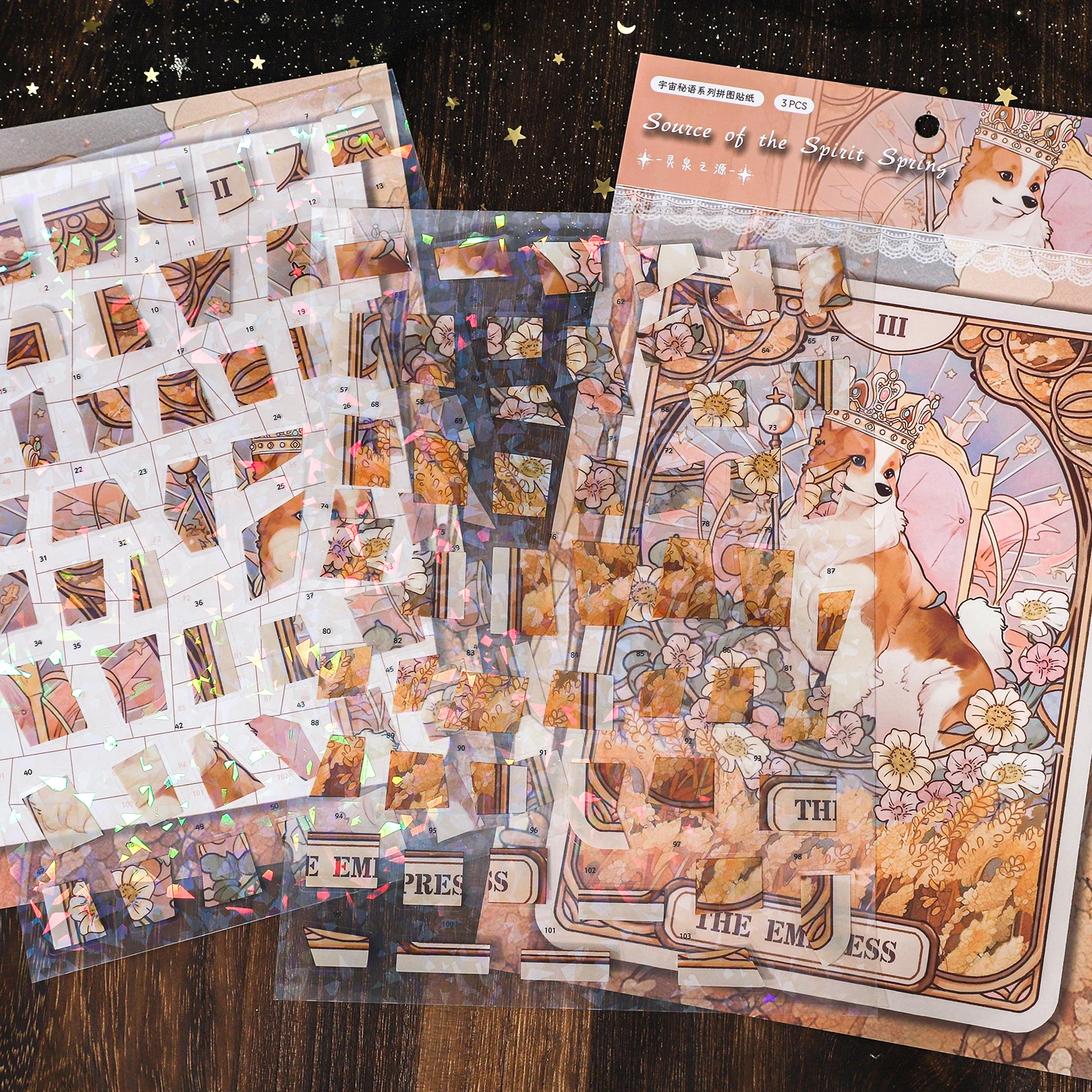 Kawaii Source of Lingquan 3D 별의 속삭임 풍경 스티커 DIY 포켓 캐빈 장면 축제 선물 ?