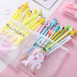 Stylo de recharge d'encre noire, 10 pièces/ensemble, mignon Kawaii licorne poney Gel stylo 0.5mm, papeterie scolaire de bureau, cadeaux de noël pour enfants 