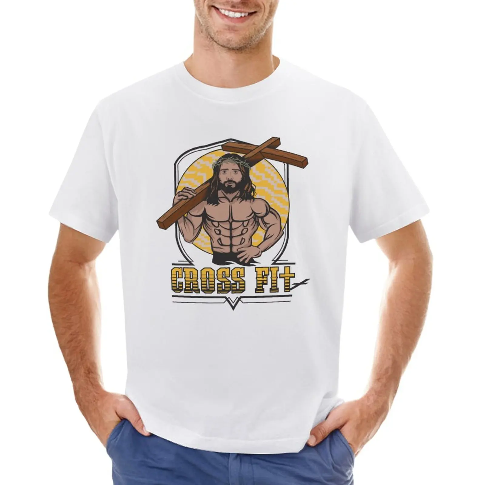 

Jesus CrossFit T-Shirt Aesthetic clothing tees customizeds hippie clothes tshirts for men