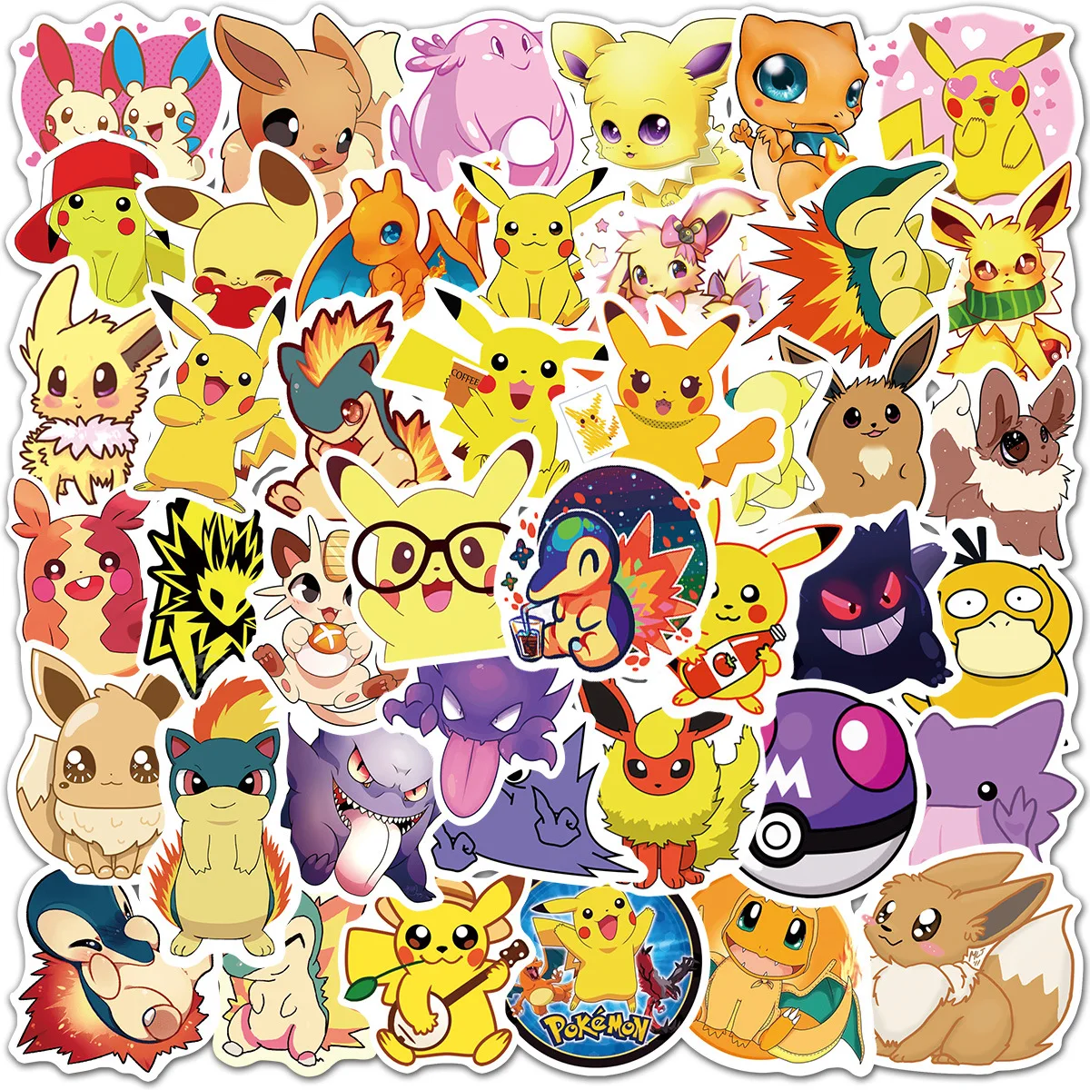 

50pcs Cartoon Anime Pokemon Cute Pikachu Kids Graffiti DIY Waterproof Sticker