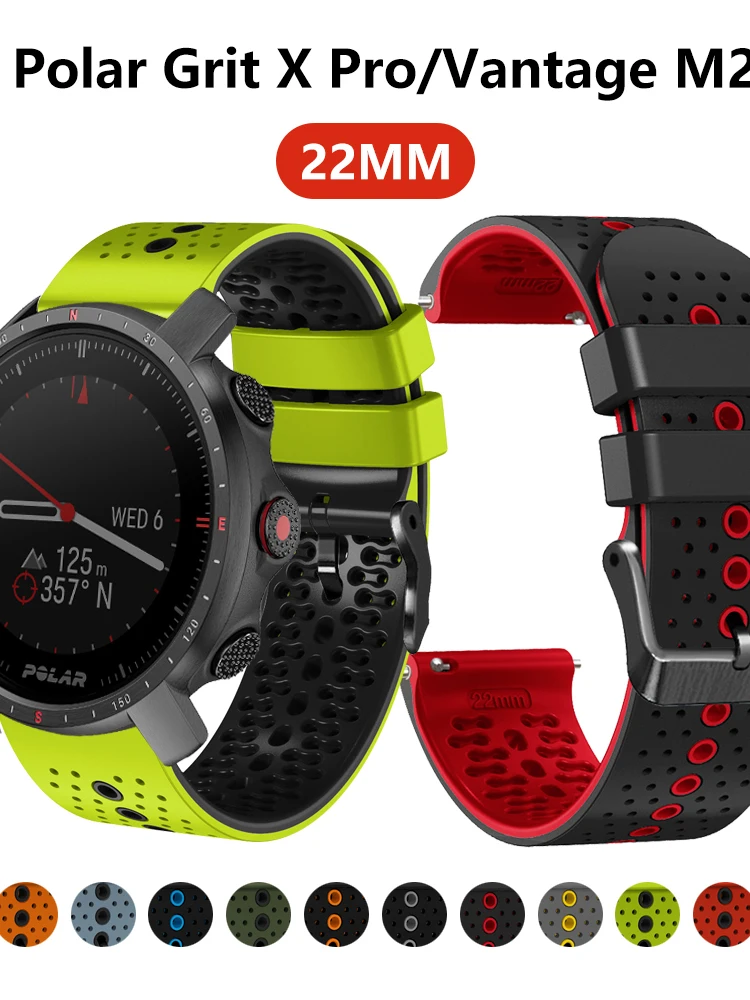 Cinturino Sportivo Traspirante Per Polar Grit X Pro Band Per Polar Grit X Vantage M2 M Cinturini Per Bracciali 22Mm Silicone
