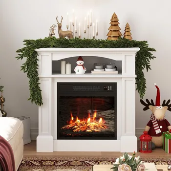 Electric Fireplace with Mantel 1