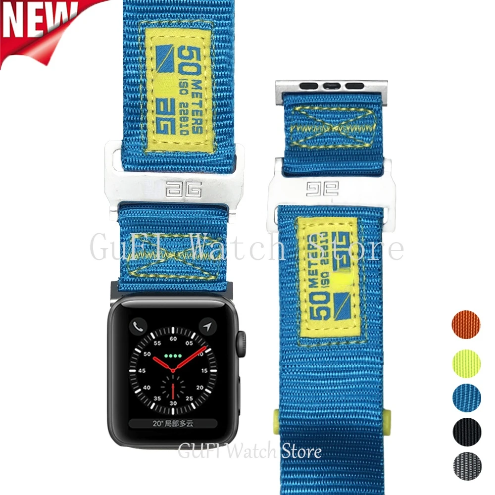 Ремешок для часов Apple Watch 7/6/5/4/3/2/1/SE 42 44 мм 41 45 нейлоновый спортивный браслет iwatch 38 40