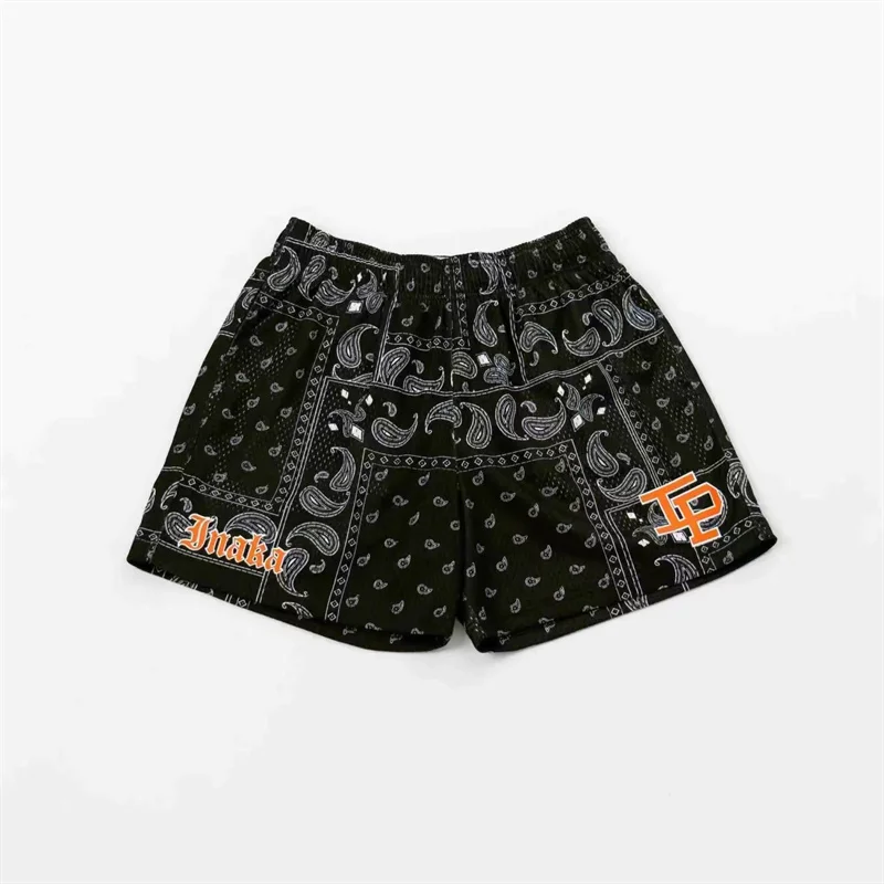 New summer Hawaiian beach fashion men's shorts Loose printed letter casual quarter pants mesh quick drying sweatpants