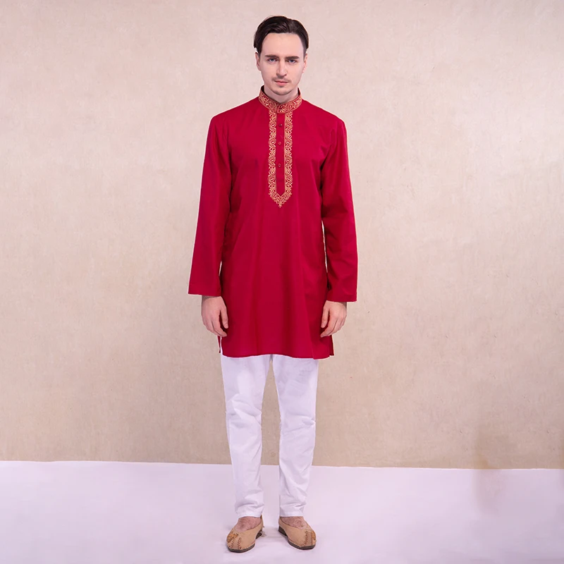 

Индийское платье для мужчин kurta традиционный стиль Курти наборы 3 цвета индуистская одежда Хлопок Курта индийская одежда мужской костюм